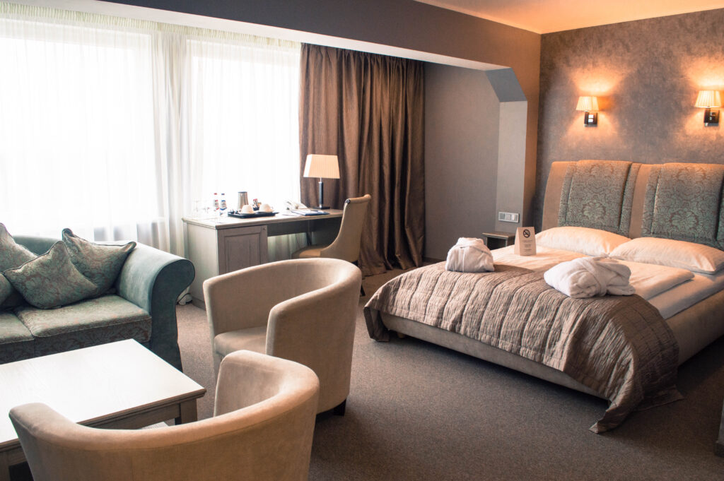 Beige Hotel room in Riga, Latvia