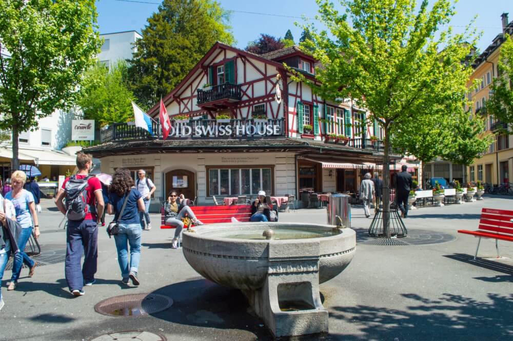 Tourists enjoying Old Town Lucerne