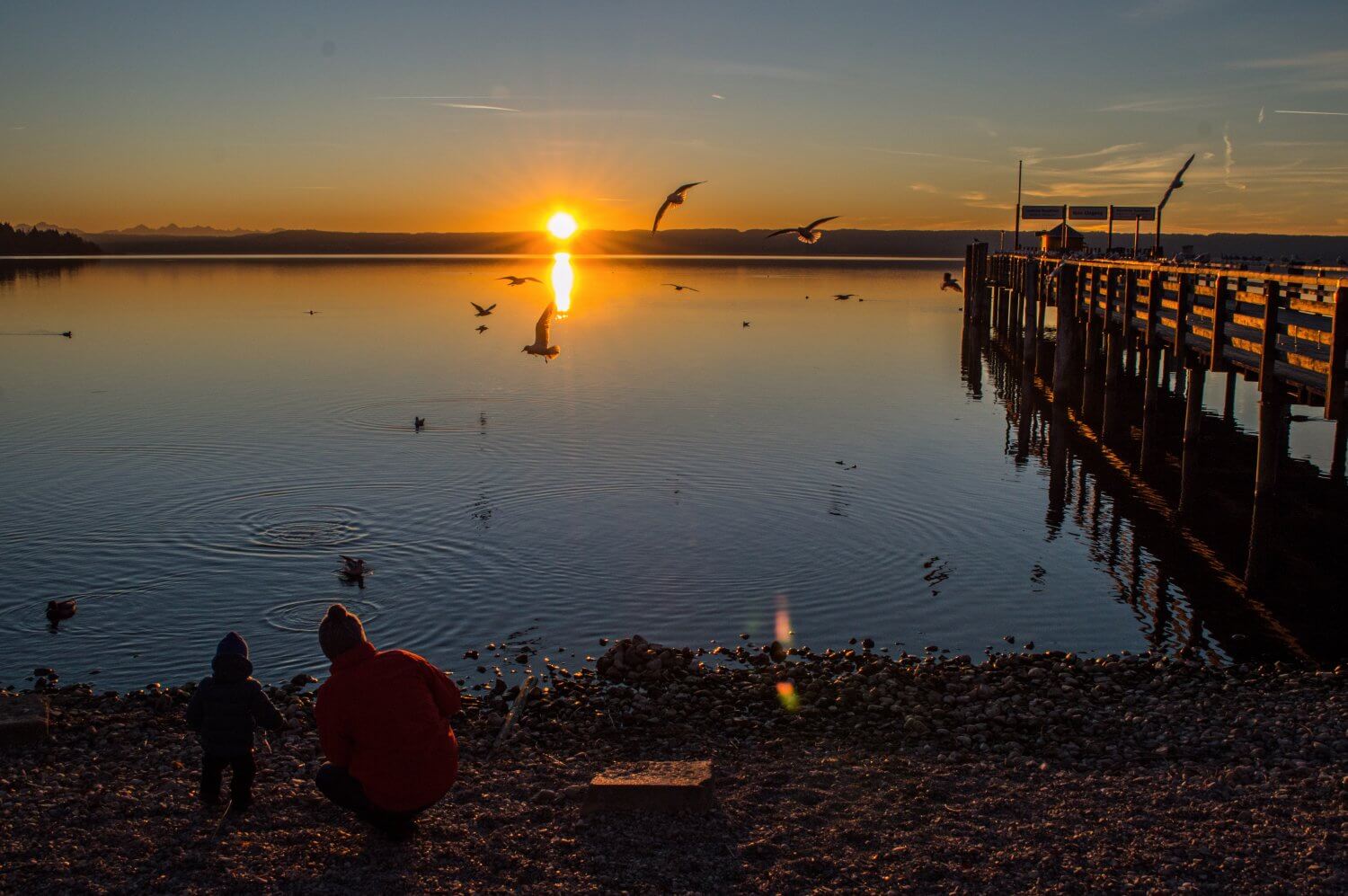 Sunset over Amersee in Bavaria, Germany