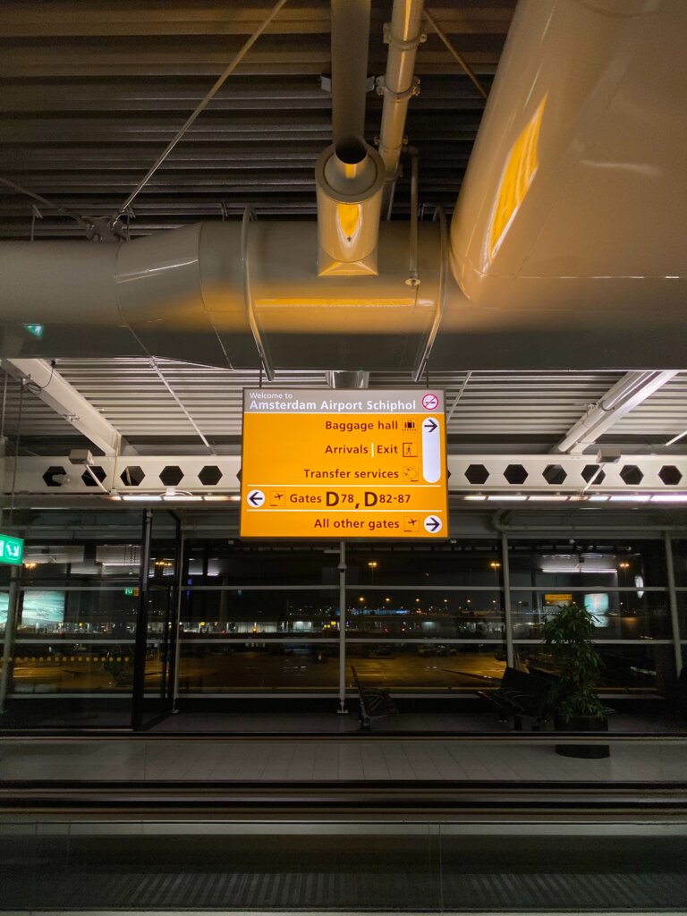 Amsterdam Schipol airport by night