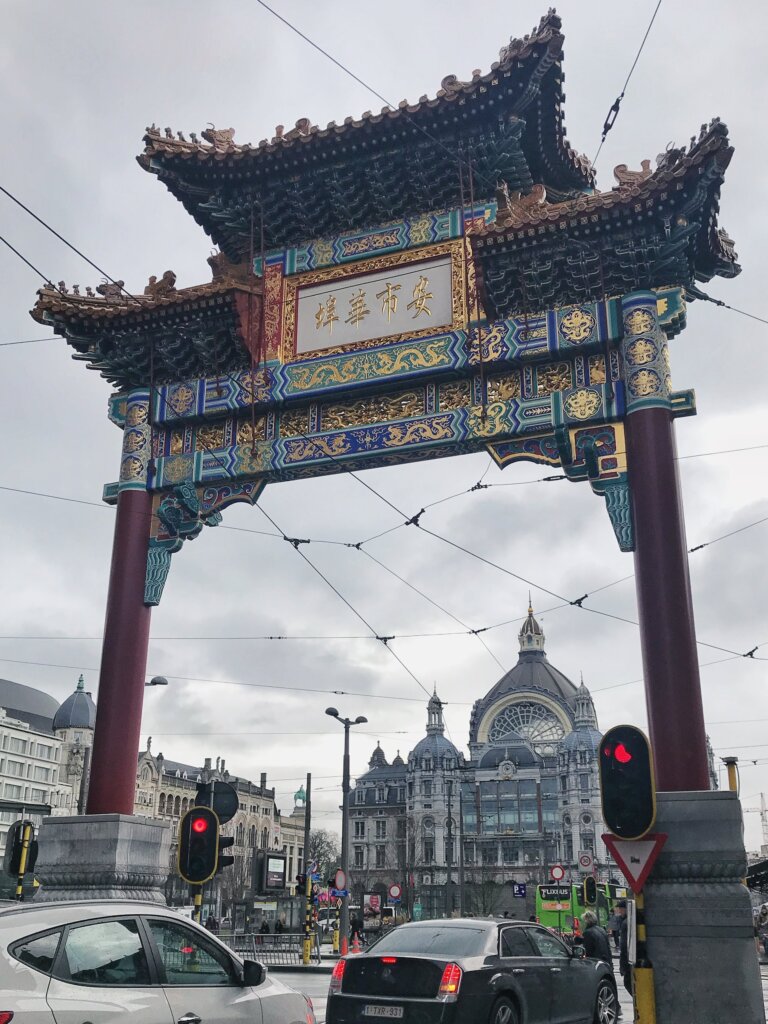 Chinese gate at Chinatown in Antwerp, Belgium