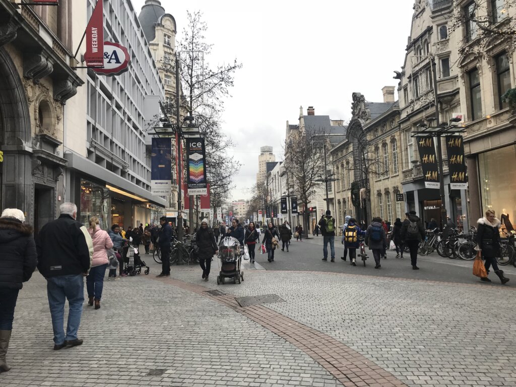 The Muir, the main shopping street in Antwerp Belgium