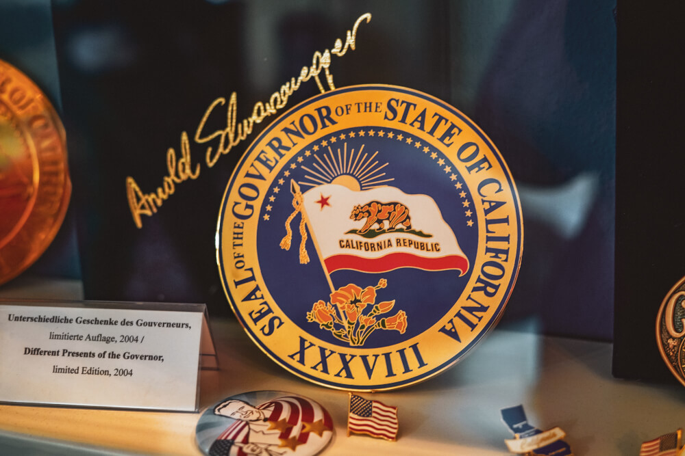 Arnold political memorabilia at the Arnold Schwarzenegger Museum in Thal, Austria