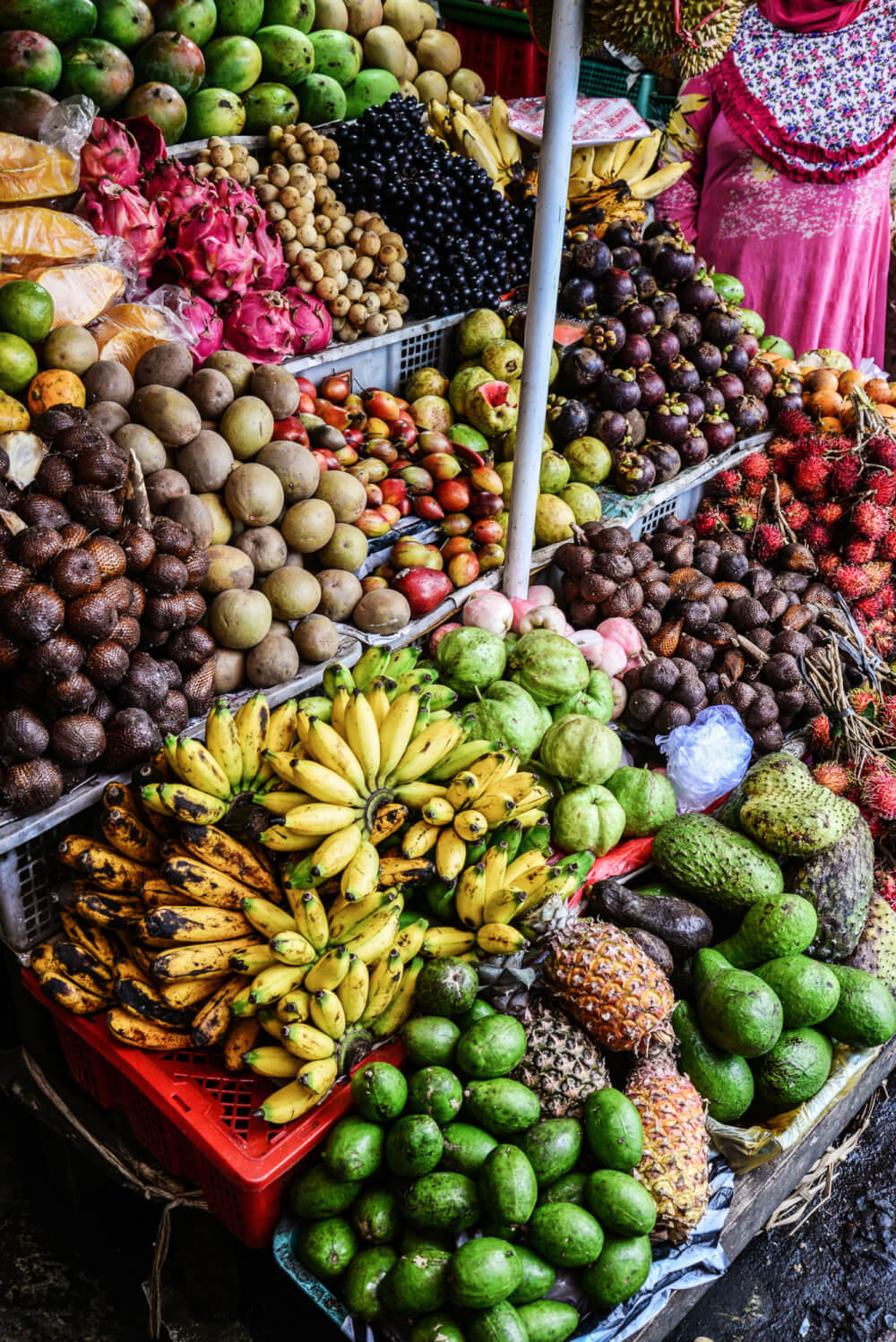 Local fruits and vegetables at a stall in Bali, Indonesia