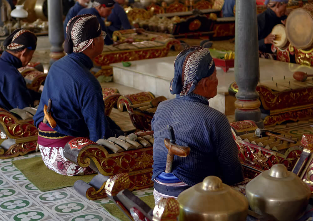 Gamelan performers in Indonesia