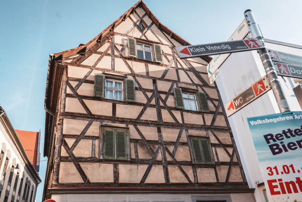 Cute half timbered building in Bamberg, Germany