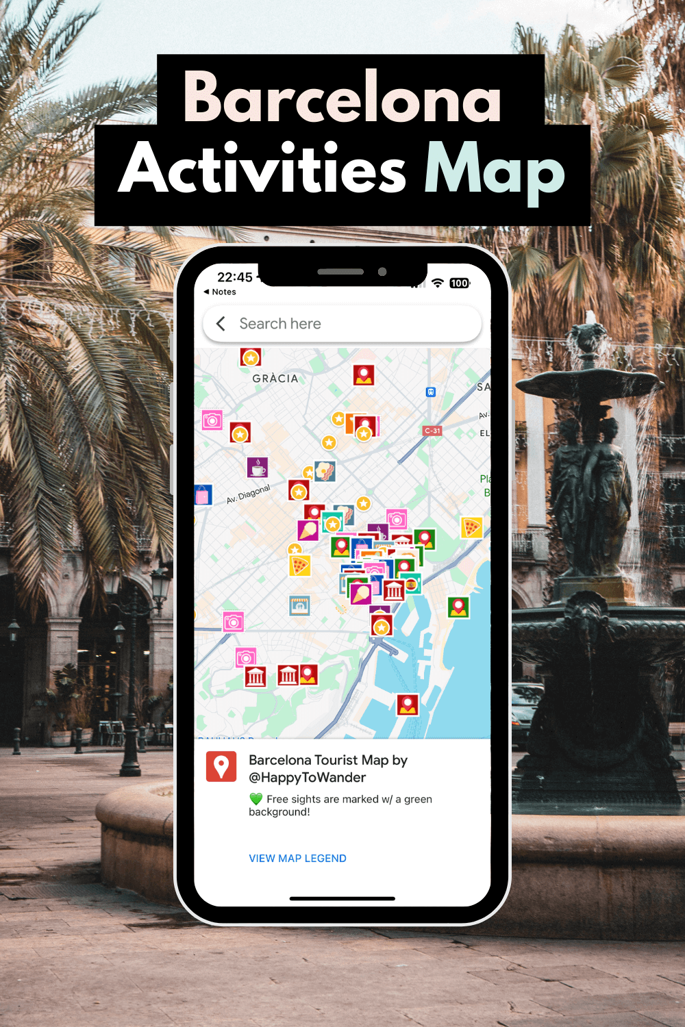 city map of barcelona with tourist attractions
