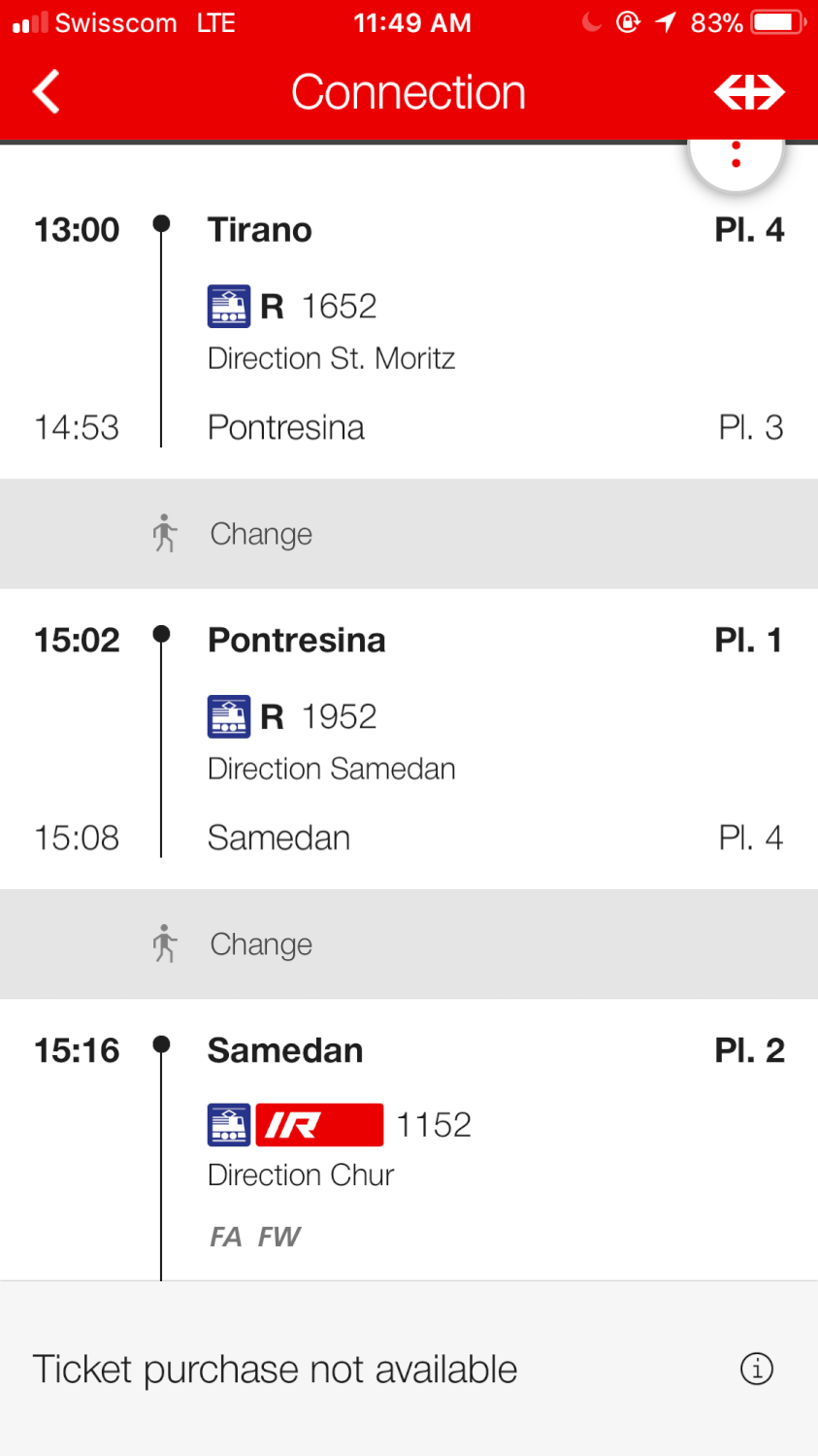 bernina express schedule