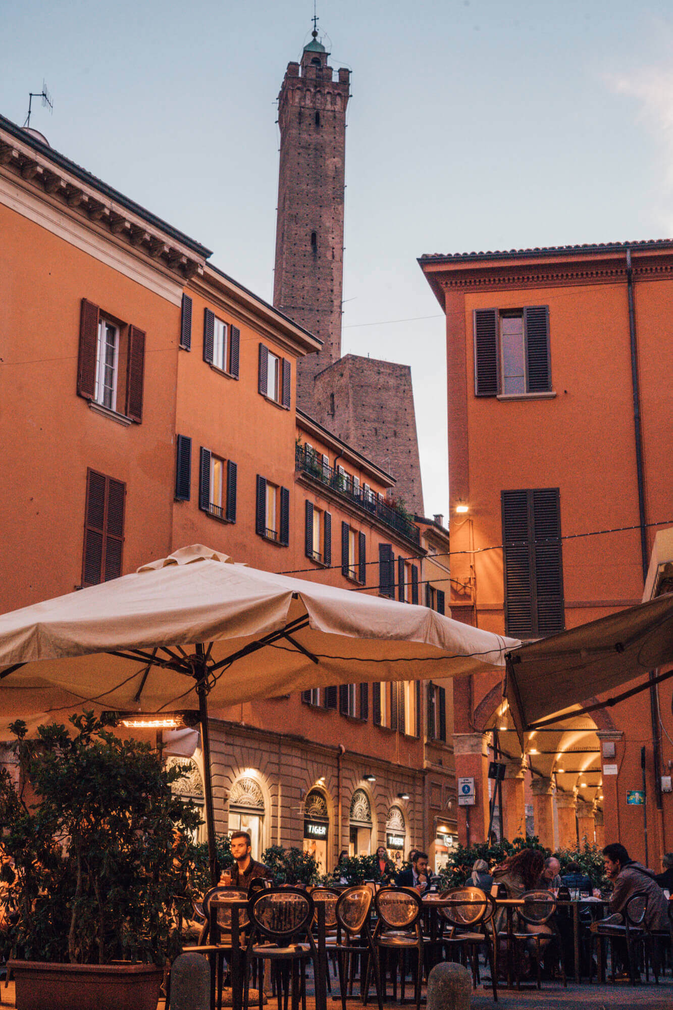 Bologna, italy at dusk