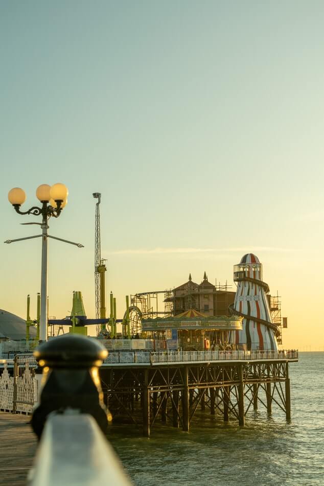 Sunset at the pier in Brighton, England.