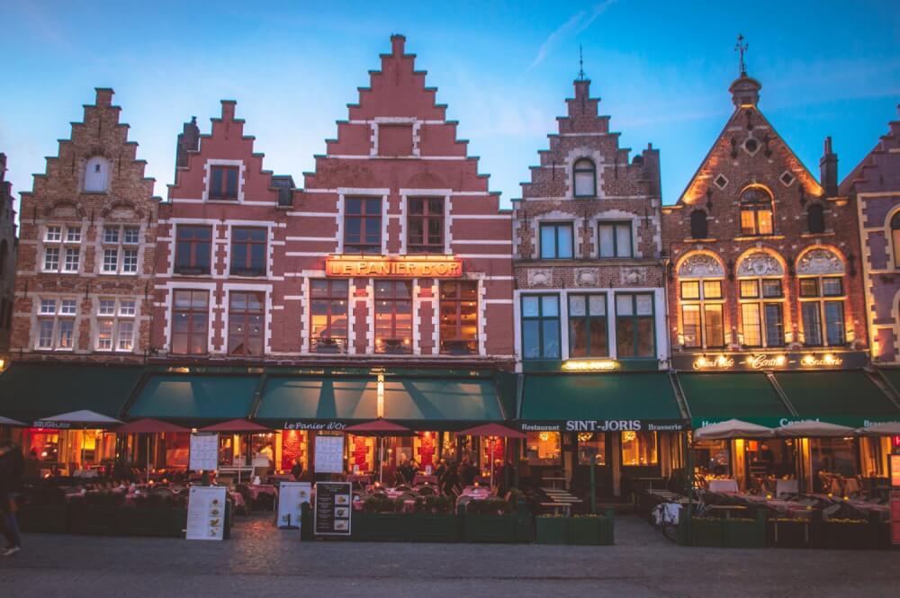 Blue hour in Bruges Belgium's Market Square