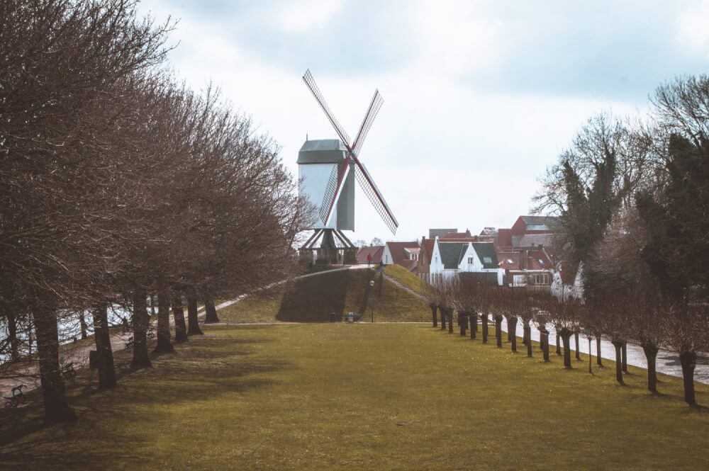 Old windmills in Bruges, Belgium