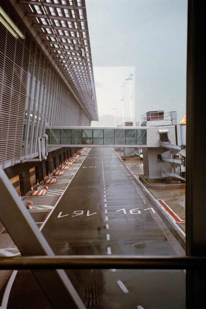 Cloudy view from the window of Brussels Airport