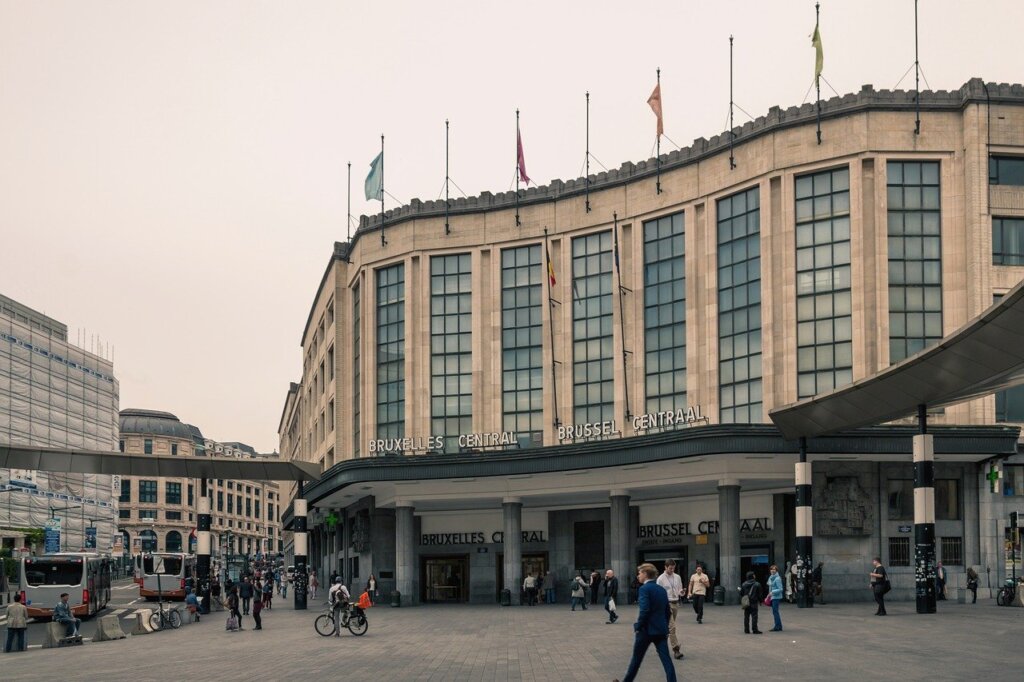 Cloudy day outside Brussels Central station