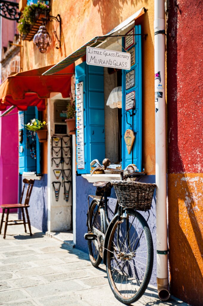 Murano glass shop in Burano, Italy