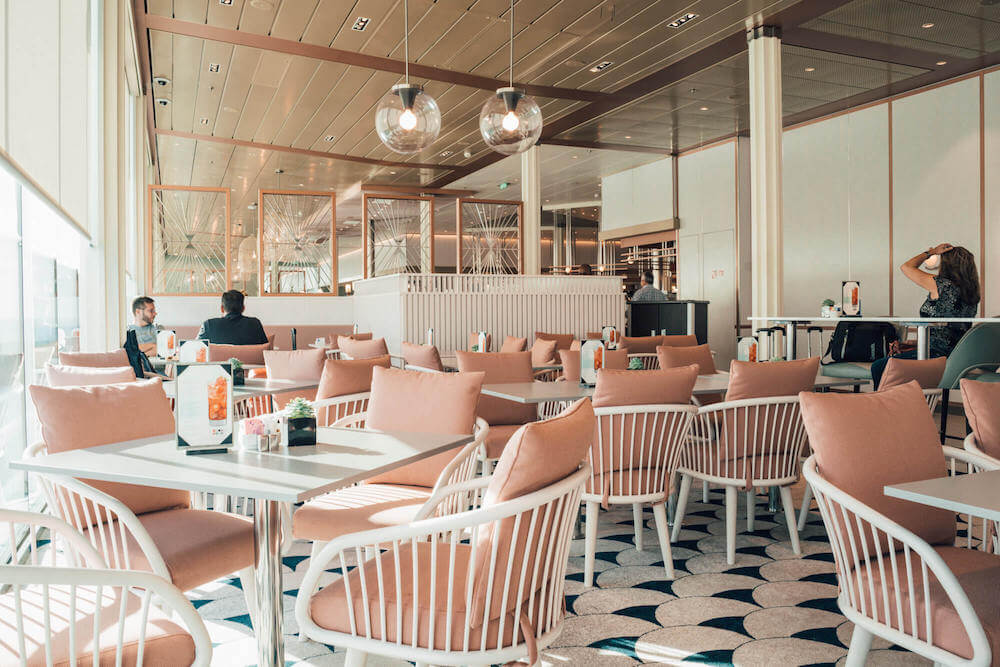 Dining area on board Celebrity Edge