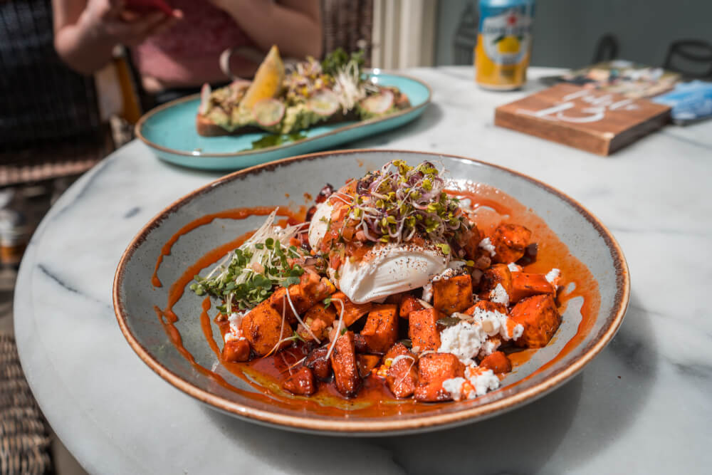 Sweet potato hash with a poached egg from Jacks in Cirencester