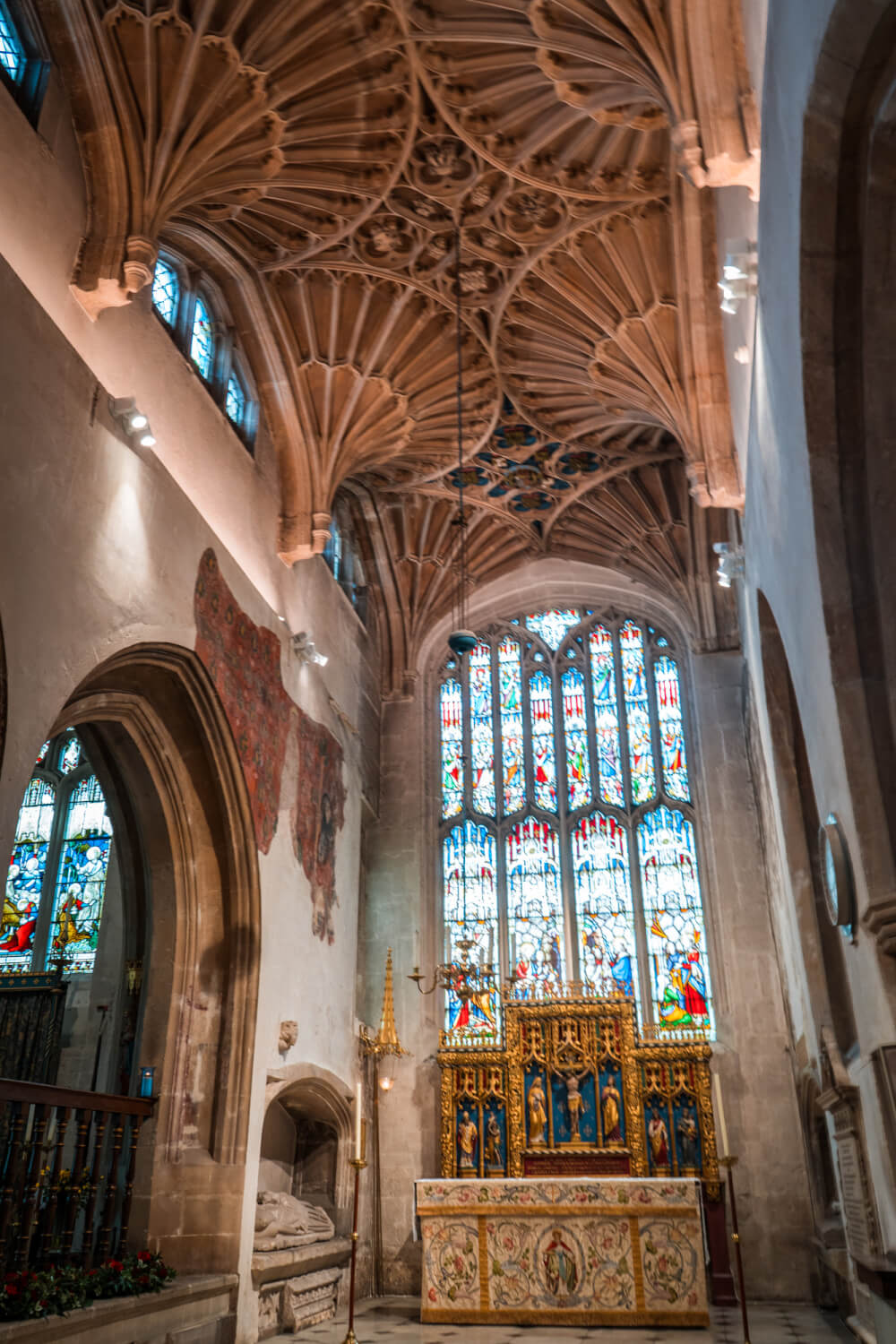 Inside the Church of St John the Baptist in Cirencester, the Cotswolds.