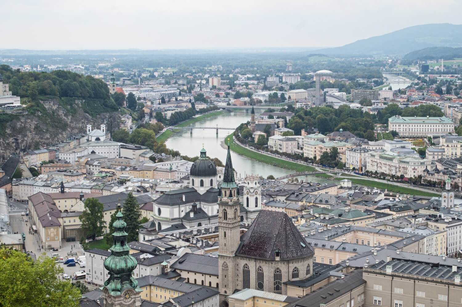 Beautiful view over Salzburg, Austria from Hohensalzburg Fortress