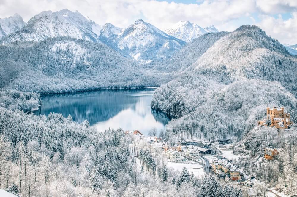 Snowy landscape around Neuschwanstein