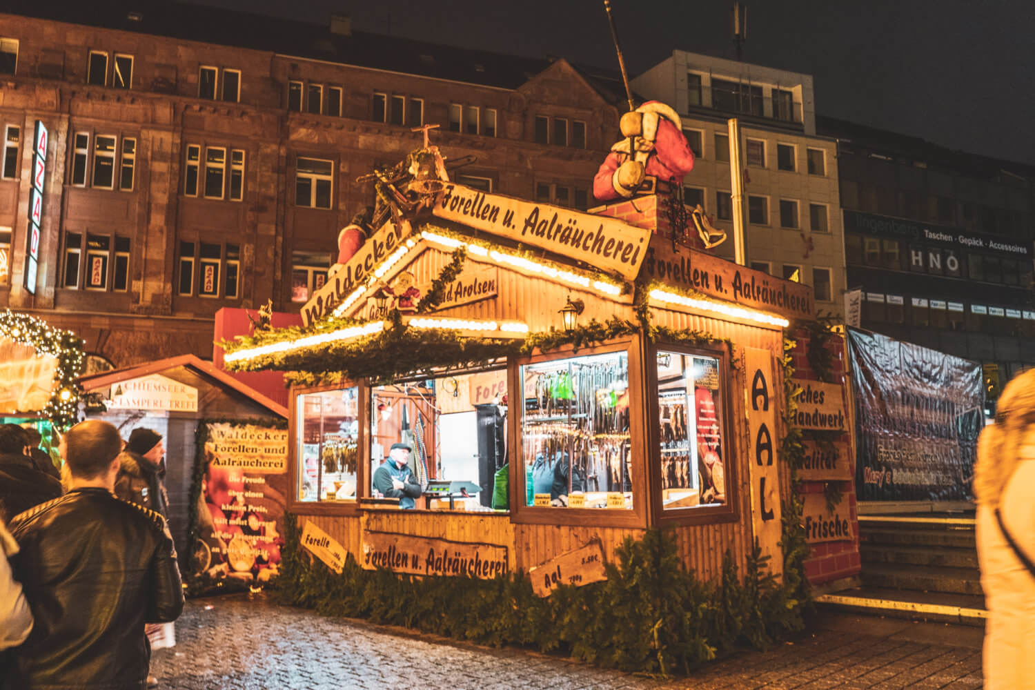 Smoked eels at a German Christmas Market