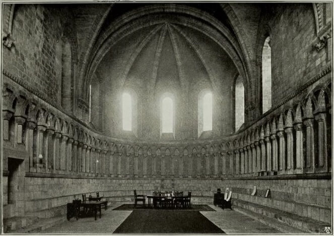 Old black and white public domain photo of the Durham Cathedral Chapter House