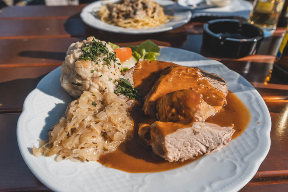 Delicious Bavarian food at the Eagle's Nest beer garden