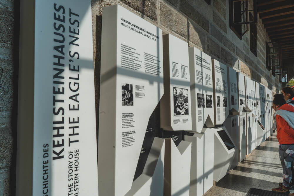 Info panels on the sun terrace at Eagle's Nest