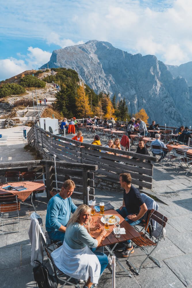 Beer garden in the mountains at Eagle's Nest in Berchtesgaden