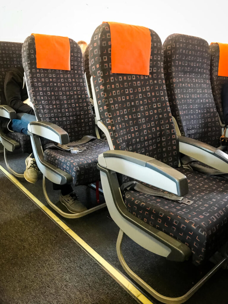 Close up of seats on an easyJet flight