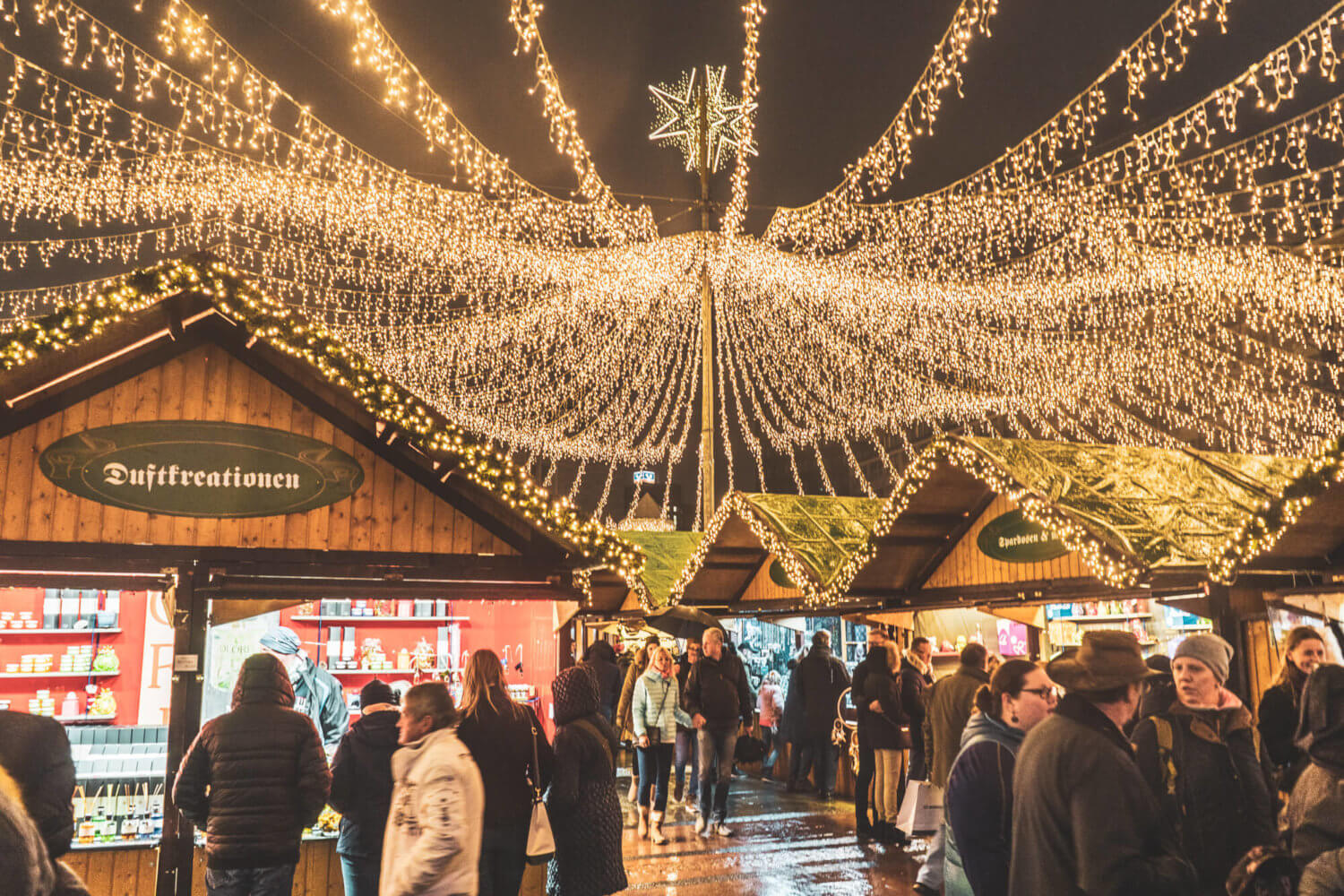 Essen Christmas market stalls in Kennedyplatz