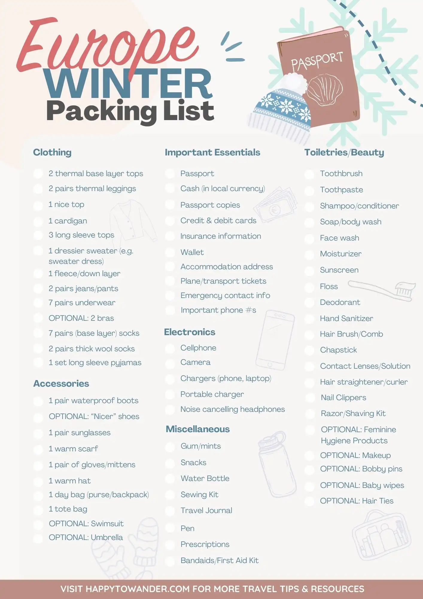Don't forget your FREE Winter in Europe Packing List!