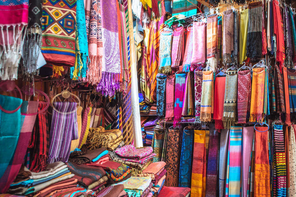 Scarves for sale in Morocco market