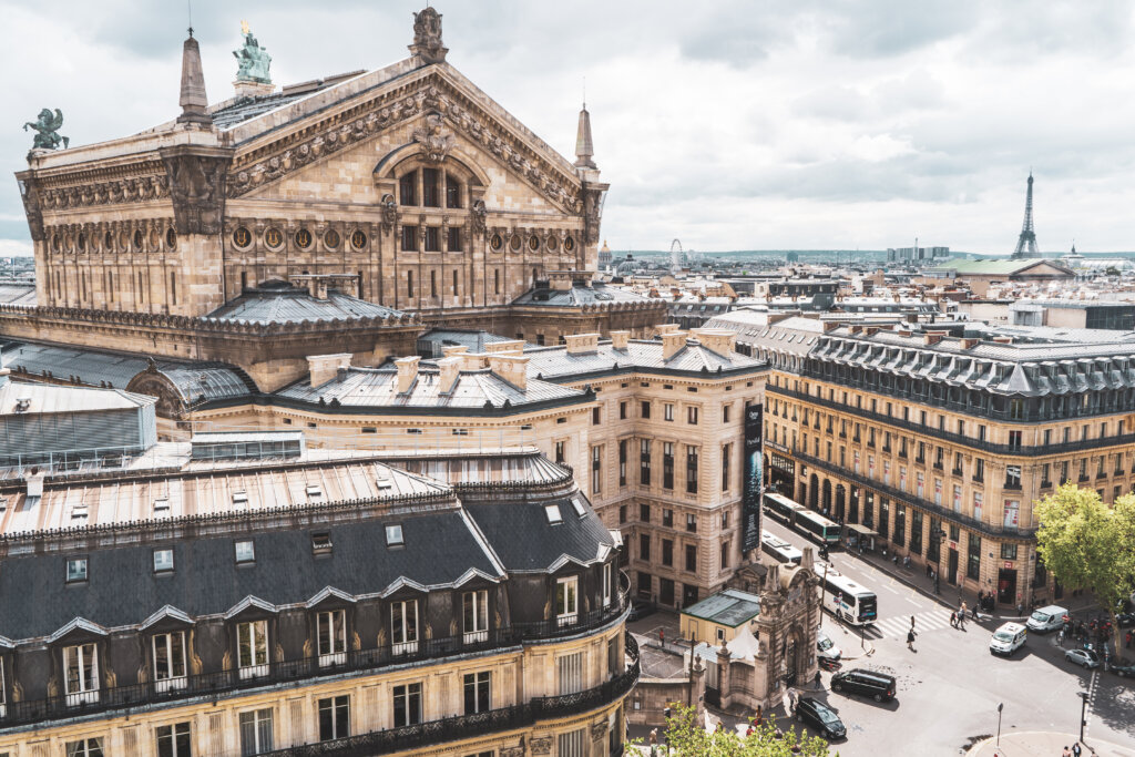 View over Paris from the Galeries Lafayette rooftop