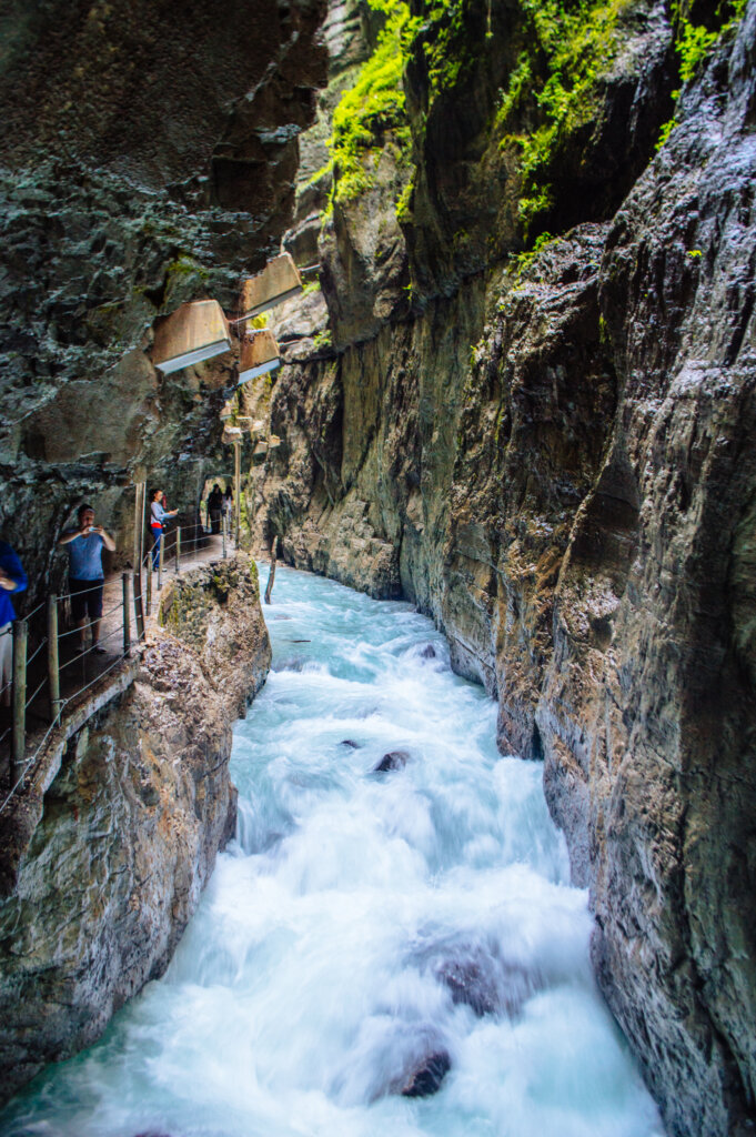 Rushing water at the Partnach Gorge in Garmisch-Partenkirchen, Germany