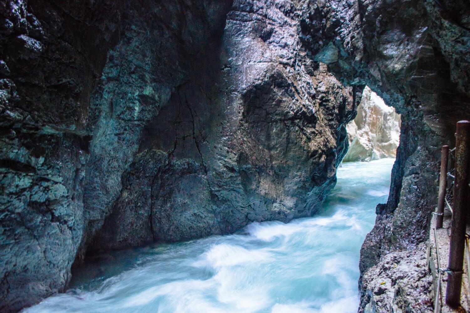 The crazy blue water of Partnachklamm in Garmisch-Partenkirchen