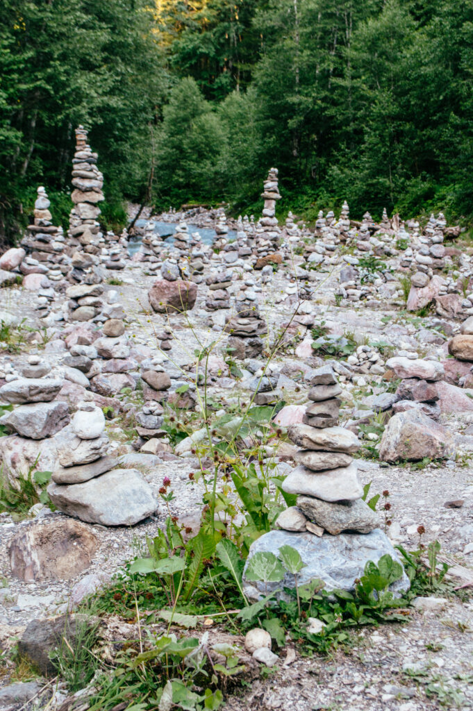 Rock sculptures at the Partnach Gorge in Garmisch-Partenkirchen, Germany