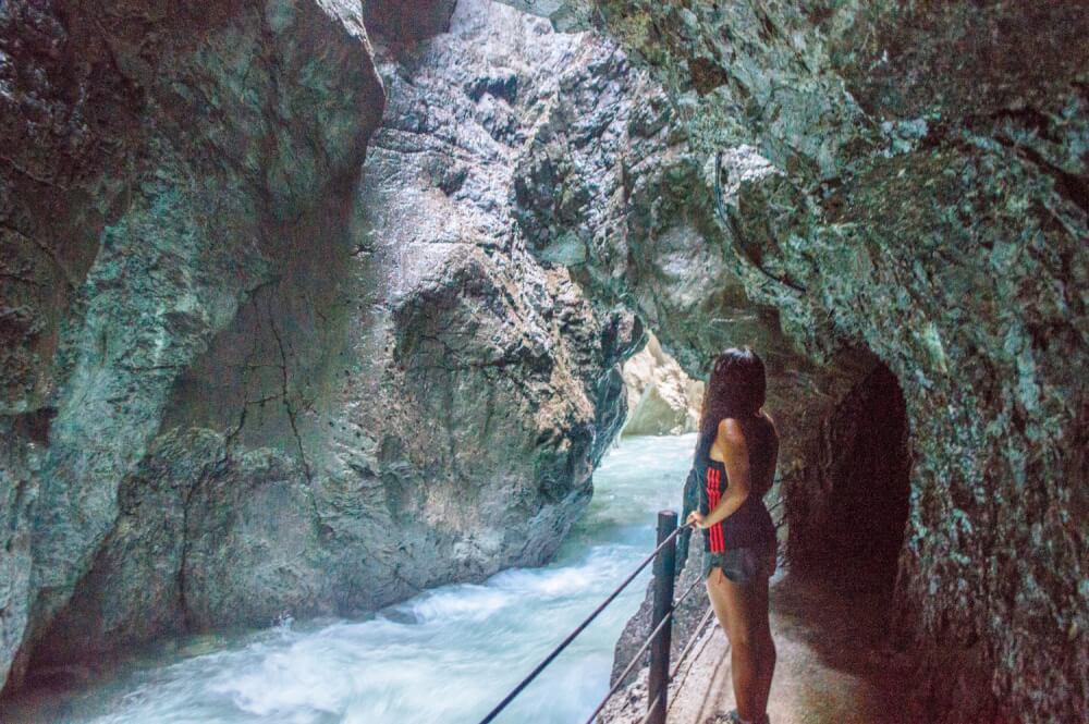 Woman at the Partnach Gorge in Garmisch-Partenkirchen, Germany