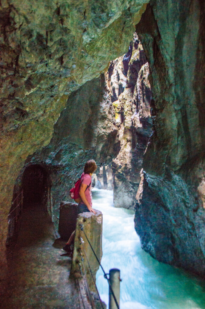 Man standing at the Partnach Gorge in Garmisch-Partenkirchen, Germany