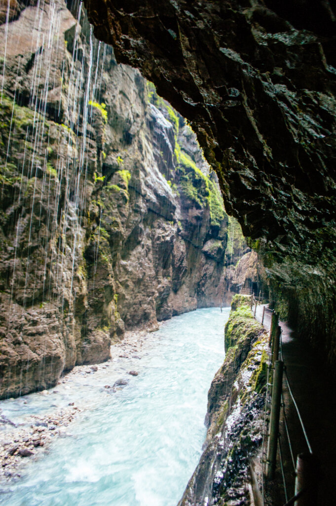 Light waterfall at the Partnach Gorge in Garmisch-Partenkirchen, Germany