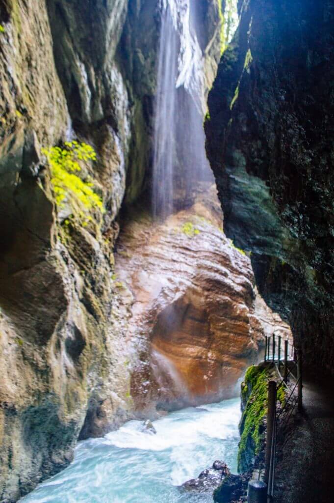 Waterfall at the Partnach Gorge in Garmisch-Partenkirchen, Germany