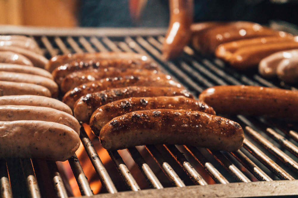 Sausages at Vancouver Christmas Market in Vancouver, Canada