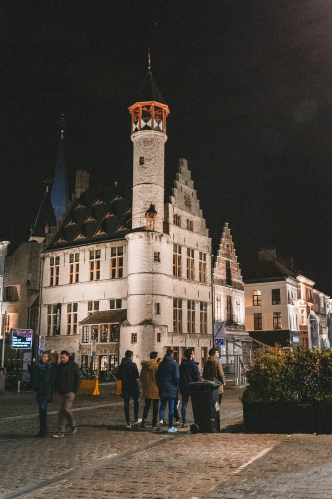 Historical centre of ghent by night