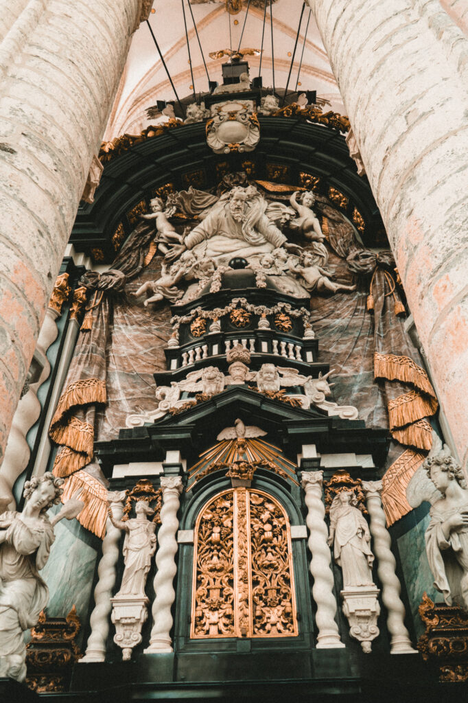 Ornamental church interior in Ghent Belgium