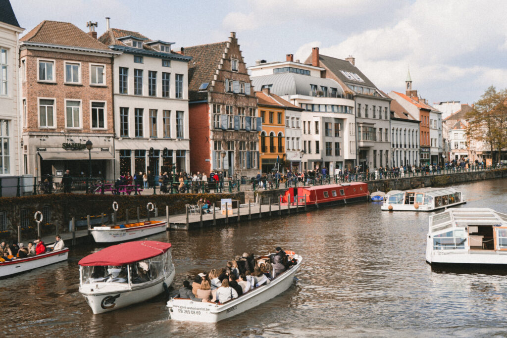 Boats on the river in Ghent