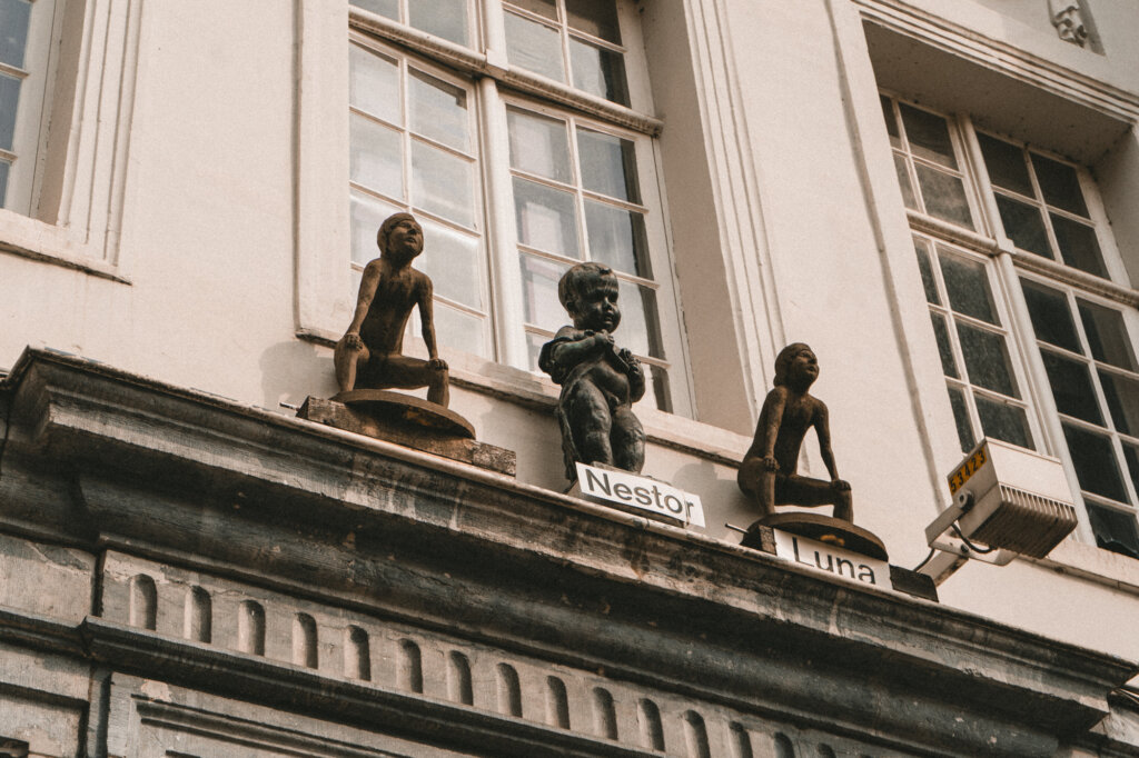 Statues of little children in Ghent, Belgium