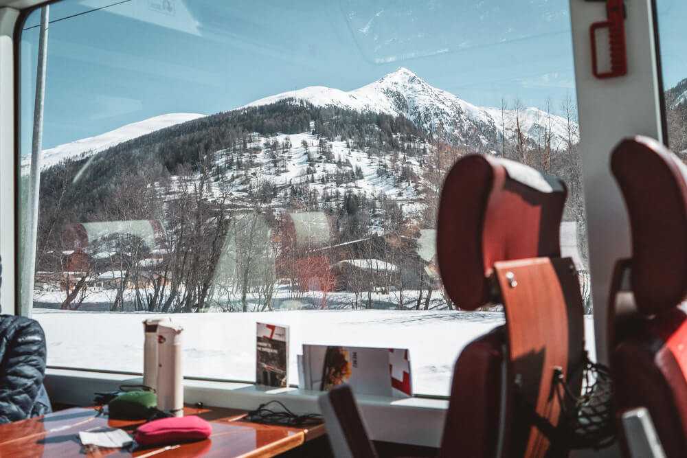 1st class Swiss train carriage on board the Glacier Express