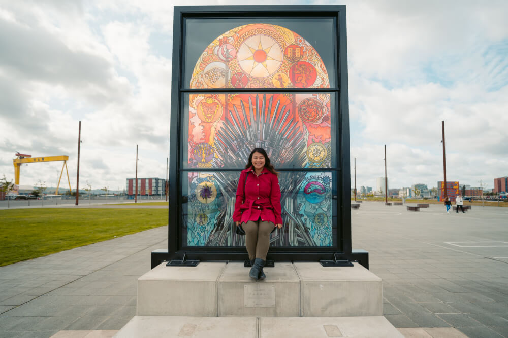 The Iron Throne Window, part of the Glass of Thrones trail in Belfast, Northern Ireland.