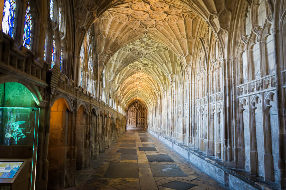 Cloisters at Gloucester Cathedral in Gloucester, Gloucestershire, England