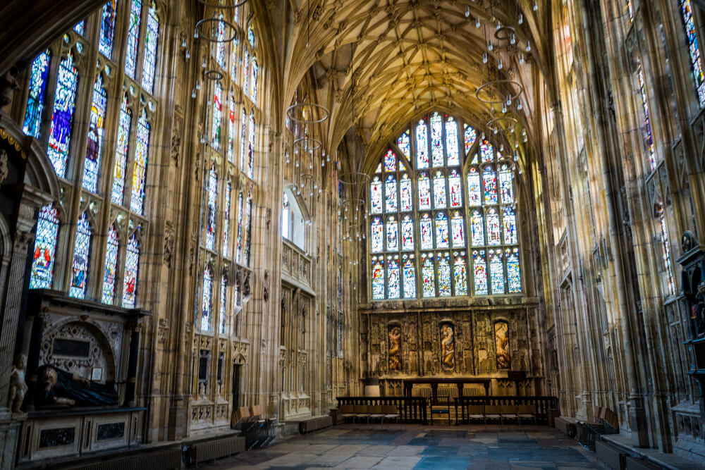 Inside Gloucester Cathedral in Gloucester, Gloucestershire, England